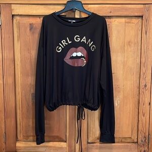 NWT Fashion Nova Black Girl Gang Bling Sweatshirt Sz. 1X